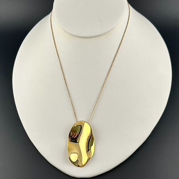 Alexis Bittar Gold Plated Wavy Pendant Statement Necklace - Picture 7 of 8